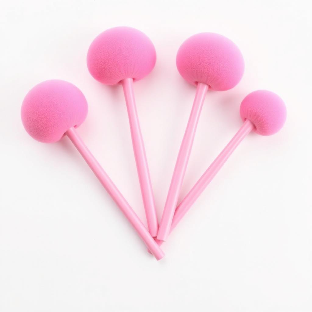 6Pcs Pink Mushroom Head Sponge Makeup Applicators with handles